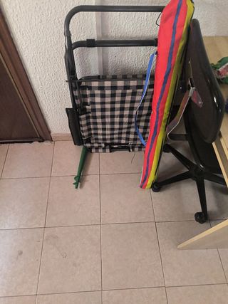 Tumbona playa plegable - Negra y beige