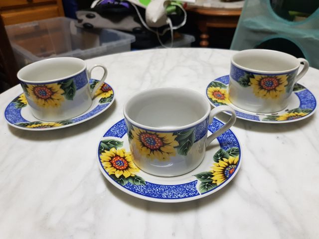 3 Tazas desayuno - Flores - Porcelana