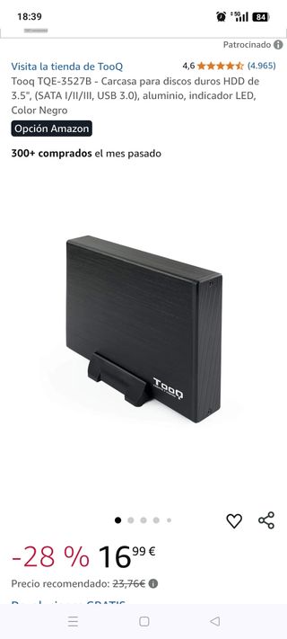 Caja Disco Duro TooQ - Usb VACIO