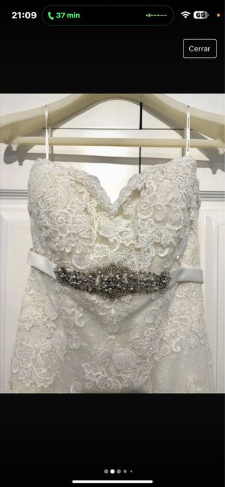 Vestido novia encaje blanco con velo 