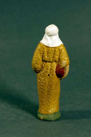 FIGURA DE PASTOR CON BASTÓN, EN BARRO, PARA BELÉN.