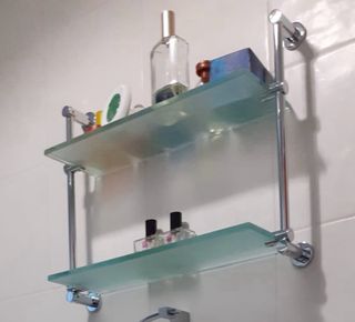 2 baldas baño cristal metal