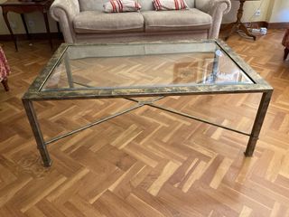 Mesa centro cristal dorada
