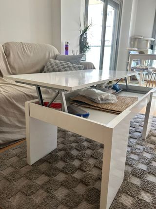 Mesa centro elevable Ikea blanca
