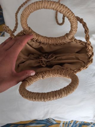 Bolso rafia beige asa larga sin estrenar
