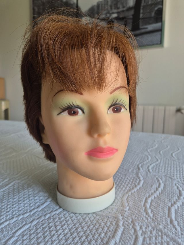 Cabeza maniquí pelo natural