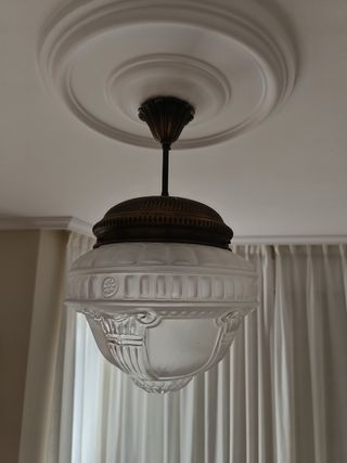 Lampara vintage latón - cristal