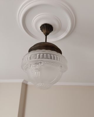 Lampara vintage latón - cristal