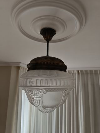 Lampara vintage latón - cristal