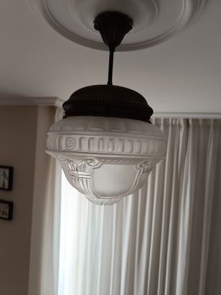 Lampara vintage latón - cristal