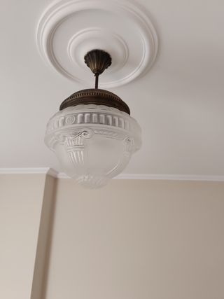 Lampara vintage latón - cristal