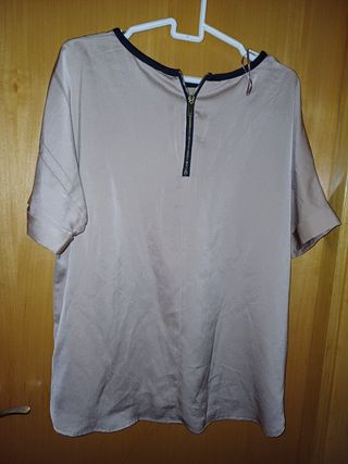 Blusa seda Mango beige