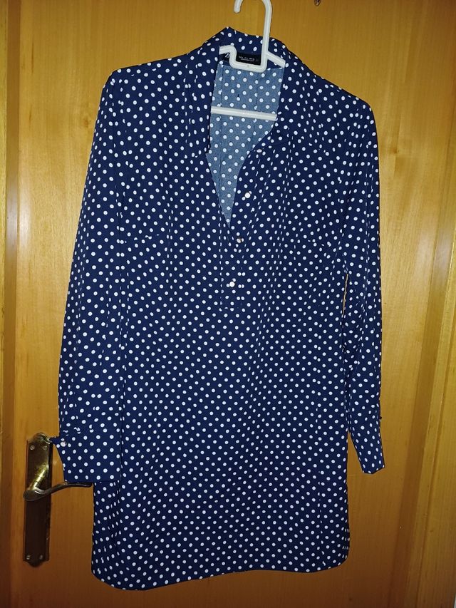 Vestido azul de bolinhas - Tamanho M