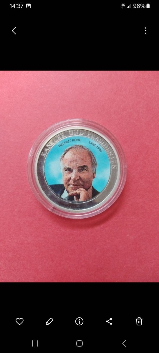 JETON 🇩🇪 ALEMANIA 40 m.m. Helmut Kohl 1982-1998