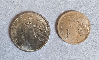 Pack de 2 Monedas Antiguas de Brasil 🇧🇷 – 5 y 20