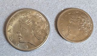 Pack de 2 Monedas Antiguas de Brasil 🇧🇷 – 5 y 20