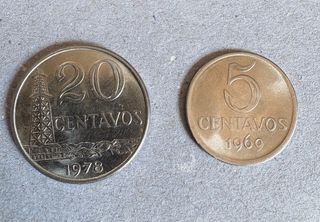 Pack de 2 Monedas Antiguas de Brasil 🇧🇷 – 5 y 20