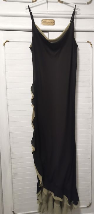 Vestido largo Mercedes García negro-verde