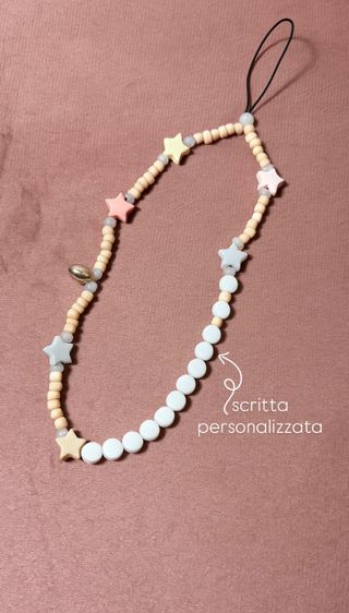 Phonestrap handmade beige e rosa.