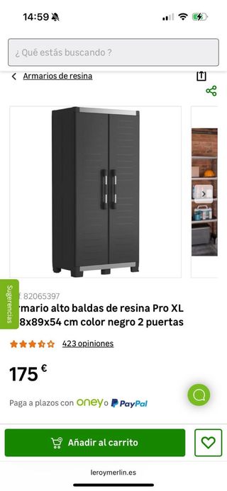 Armario exterior de plástico