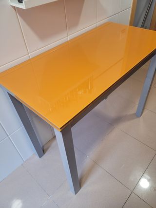 Mesa extensible cocina - naranja gris
