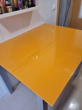 Mesa extensible cocina - naranja gris