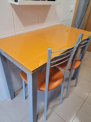 Mesa extensible cocina - naranja gris