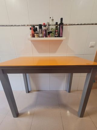 Mesa extensible cocina - naranja gris