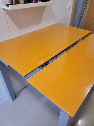 Mesa extensible cocina - naranja gris