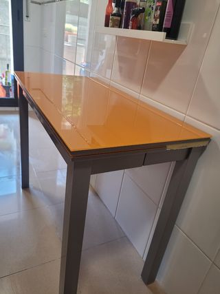 Mesa extensible cocina - naranja gris
