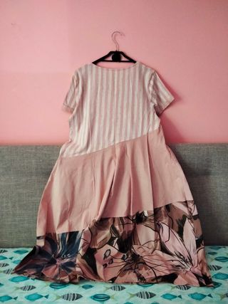 Vestito lungo cotone rosa antico