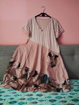 Vestito lungo cotone rosa antico