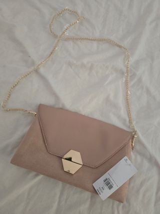 Bolso bandolera rosa palo - Cadena dorada