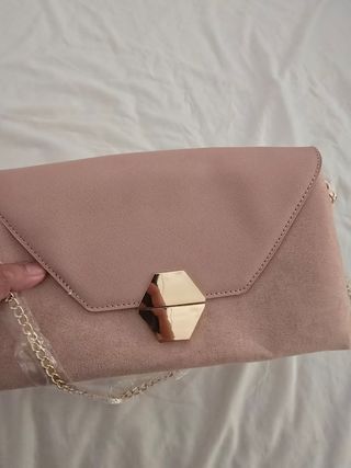 Bolso bandolera rosa palo - Cadena dorada