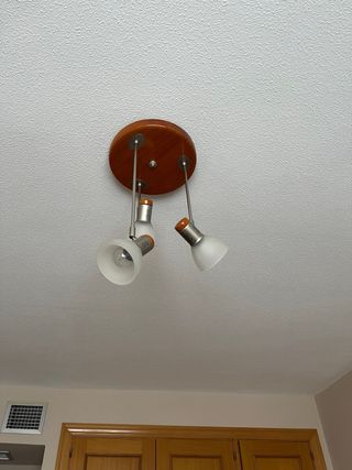 Lámpara techo 3 luces madera
