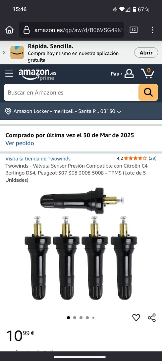 4 Sensores Presión TPMS Citroen C4