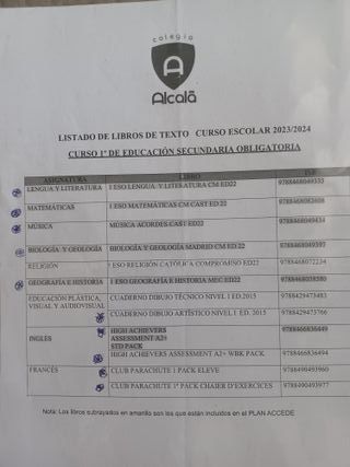 Libros texto 1º ESO 2023-2024
