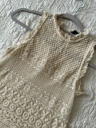 Top crochet Zara beige