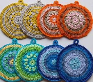 Presine all'uncinetto vintage multicolor