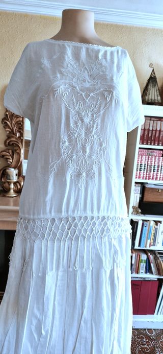 Blusa ibicenca blanca bordada - T-S
