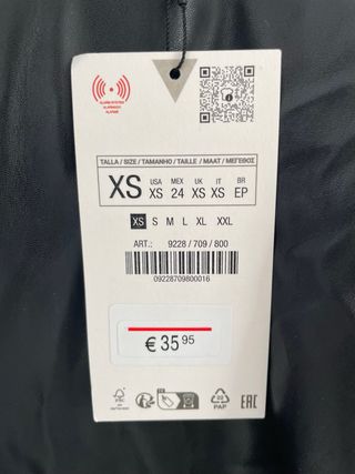 Vestido Zara cuero negro talla S