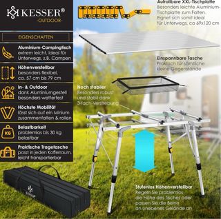 Mesa camping plegable KESSER - 30kg
