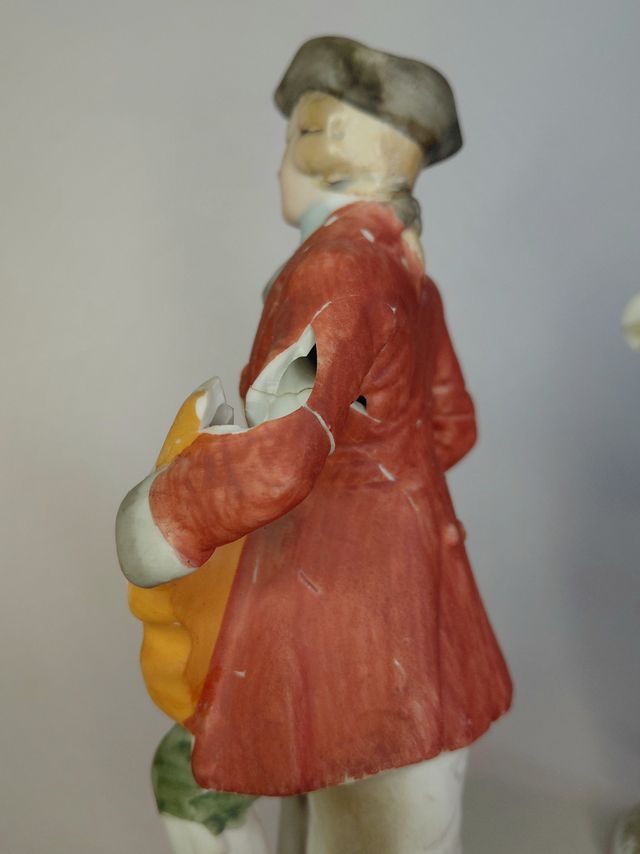 Figuras vintage cerámica arpista violinista rococó