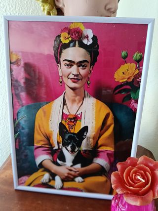 Cuadro Frida Kahlo con perrito