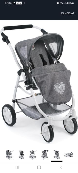 Carro Muñecas Gris - Blanco