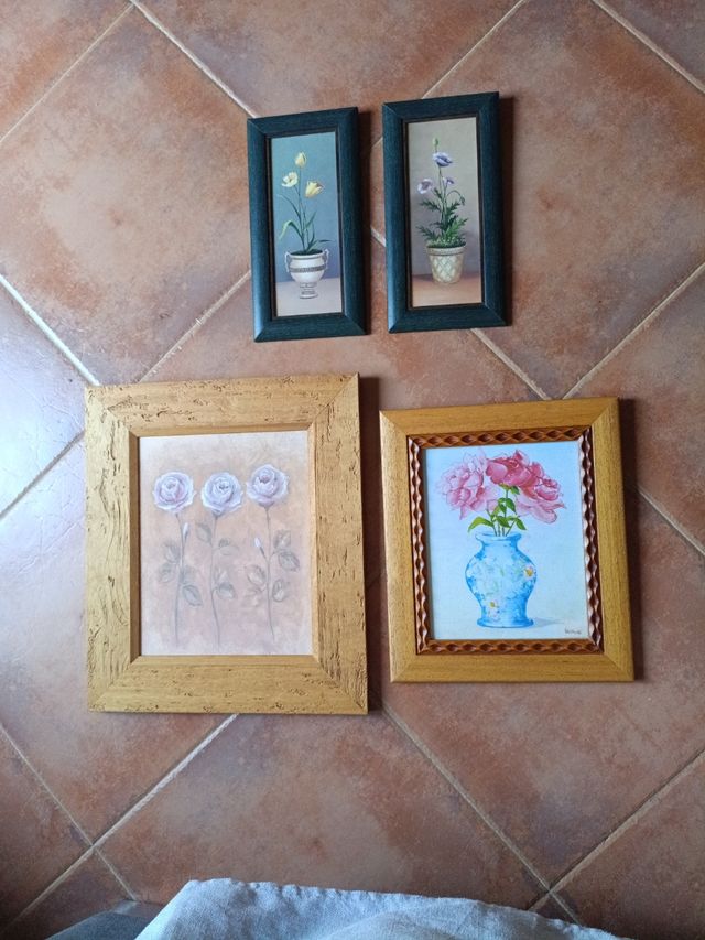 4 Cuadros decorativos florales