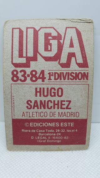 CROMO DE FUTBOL HUGO SANCHEZ ATLETICO DE MADRID 