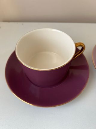 2 tazas desayuno bicolor con filo dorado