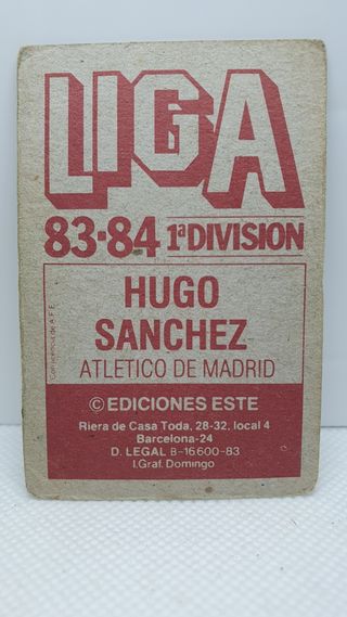 Cromo Hugo Sánchez Atlético Madrid 83-84