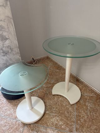 Mesitas de cristal combinado con madera blanca - 2